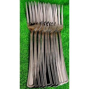 Crestware Beaded Edge Stainless Dinner Forks Korea 7.0" Lot of 10